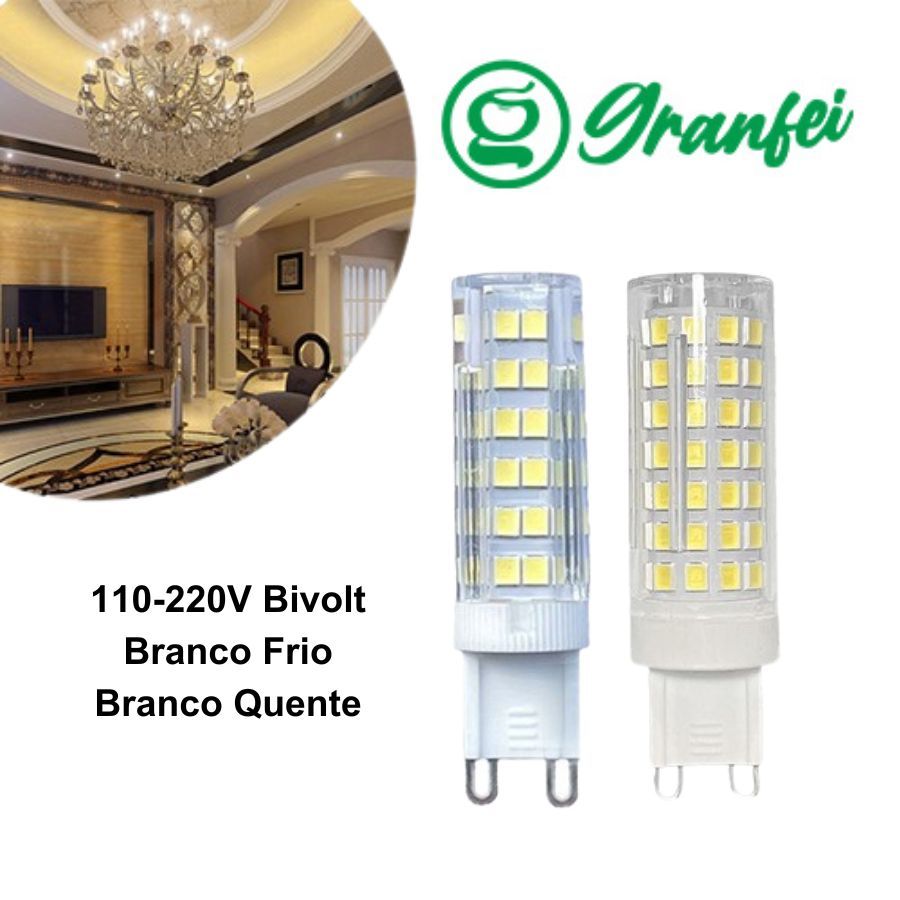 Kit 5-20 Lâmpada Led G9 Halopim 10W/12W 110-220V Branco Frio/Quente 6500K 3000K TEX