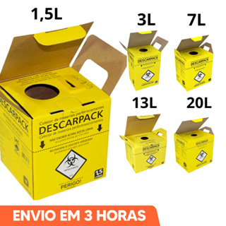Caixa Coletora 1,5L 3L 7L 13L 20L Para Material Perfurocortante Descarpack em Oferta na Shopee