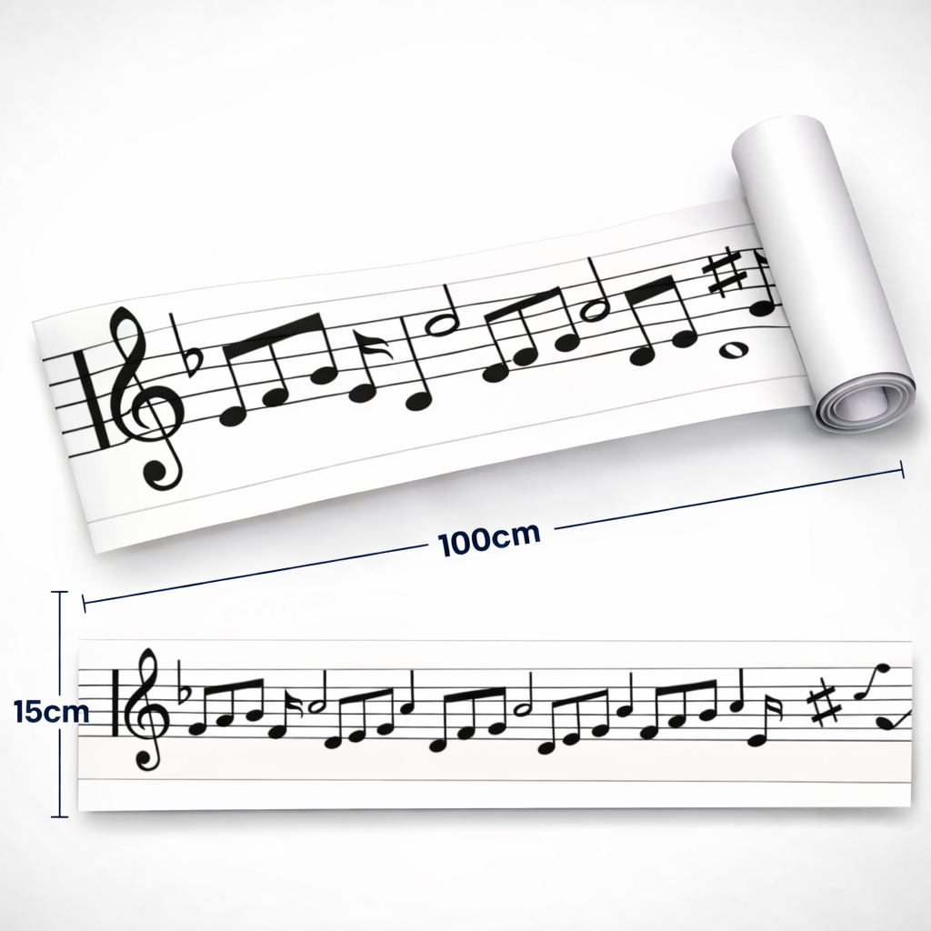 Adesivo De Parede Faixa Border De Notas Musicais 100x15 Papel De Parede P/ Quarto Infantil
