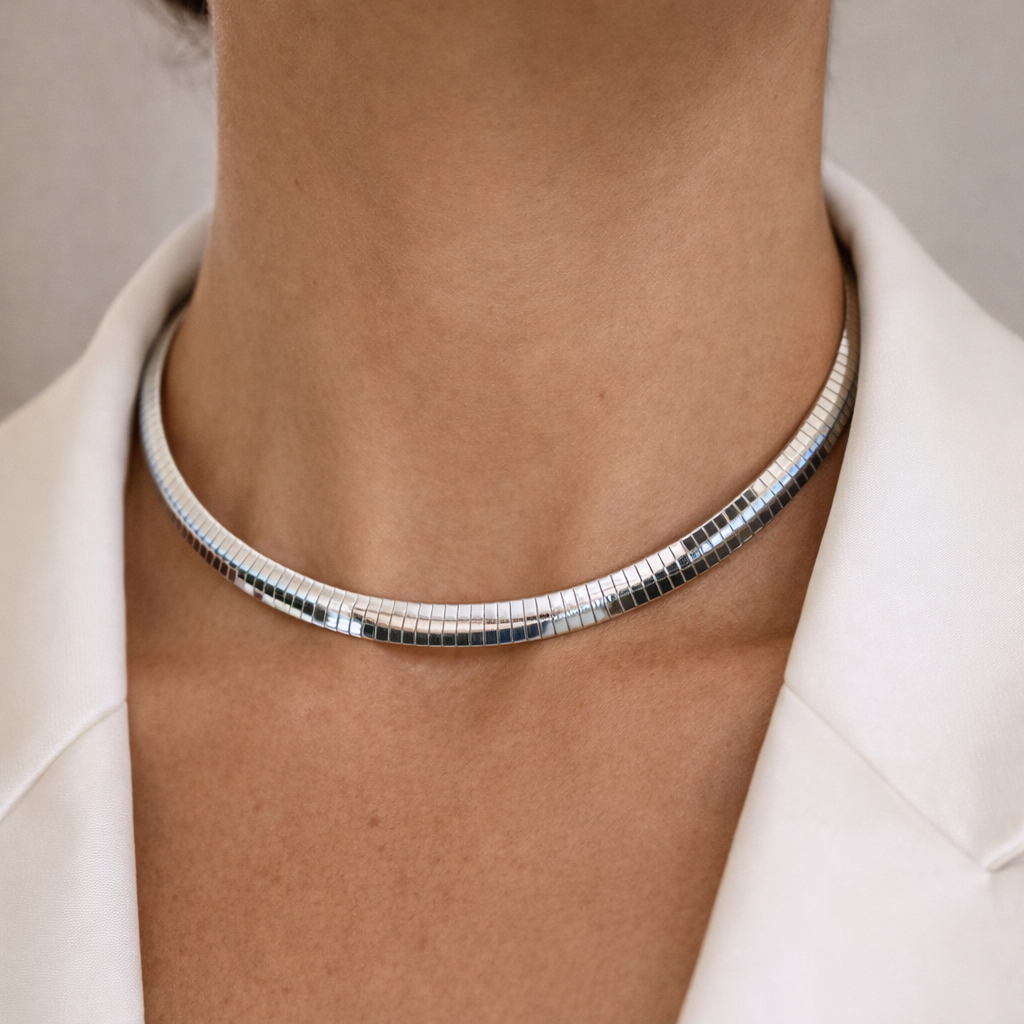Choker Gargantilha Aro Aço Inoxidavel Aro Semi Rigido, Cor Prata Não Muda De Cor