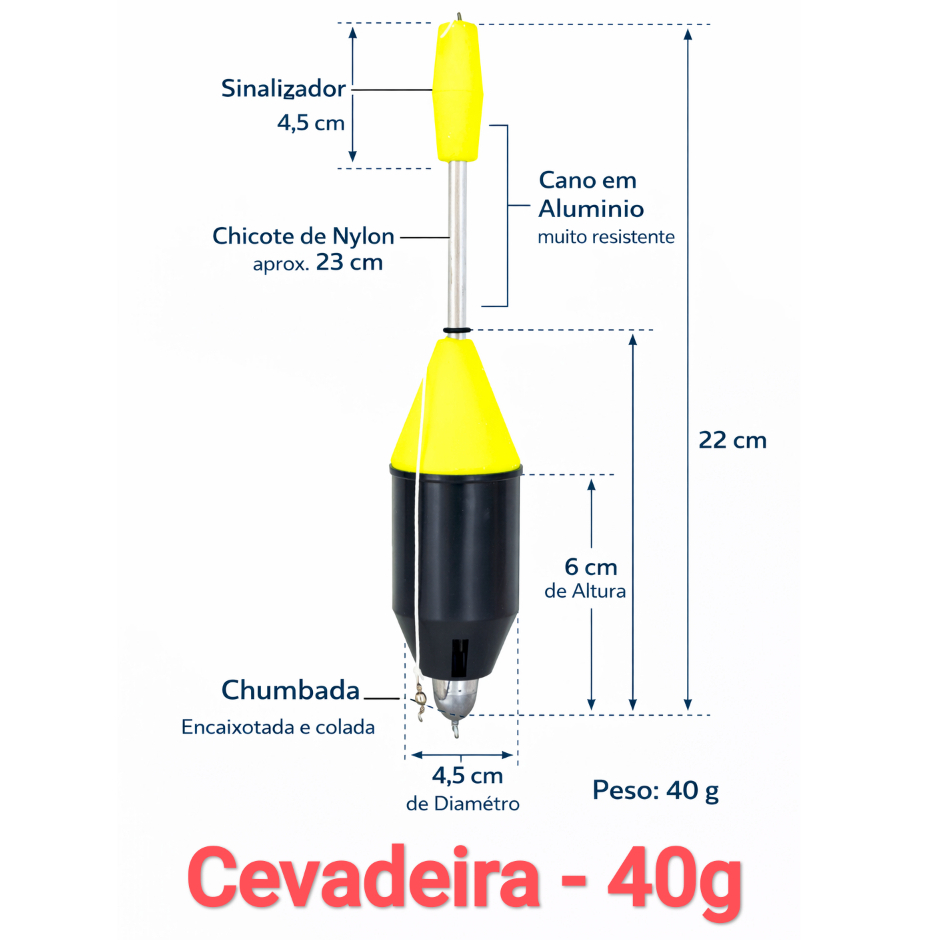 Kit 3un Boia Pesqueiro Cevadeira 40g Tamba Pacu Pesca Esportiva Ração EVA Anteninha Chicote Ceva Rio