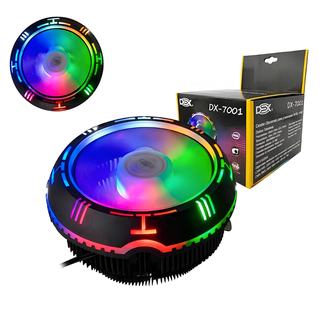 Cooler Processador Rgb Universal  Led Pc Intel/Amd 775 1150 1155 1156 FM2+ AM3+ DX-7001