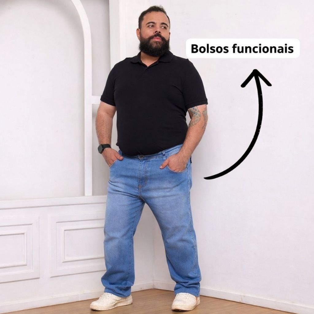 Calça Jeans Masculina Extra Plus Size Com Elastano Direto Da Fabrica