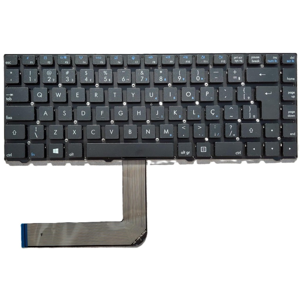 Teclado ABNT2 para Notebook CCE PHILCO POSITIVO PREMIUM SEMP SIM+ STI TOSHIBA - Tecla Wi-fi em F4, Tecla Alta, Sem Frame