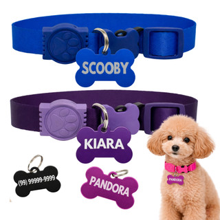 Coleira Para Cachorro personalizada com nome e telefone Tag plaquinha de identificação