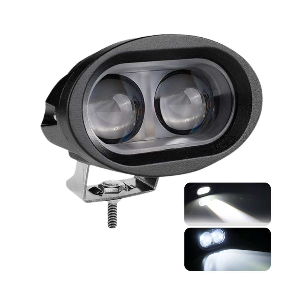 Farol de Milha Oval Projetor 2 Led 20w 6000k Troller Maquina Jeep Carro Caminhão 4x4