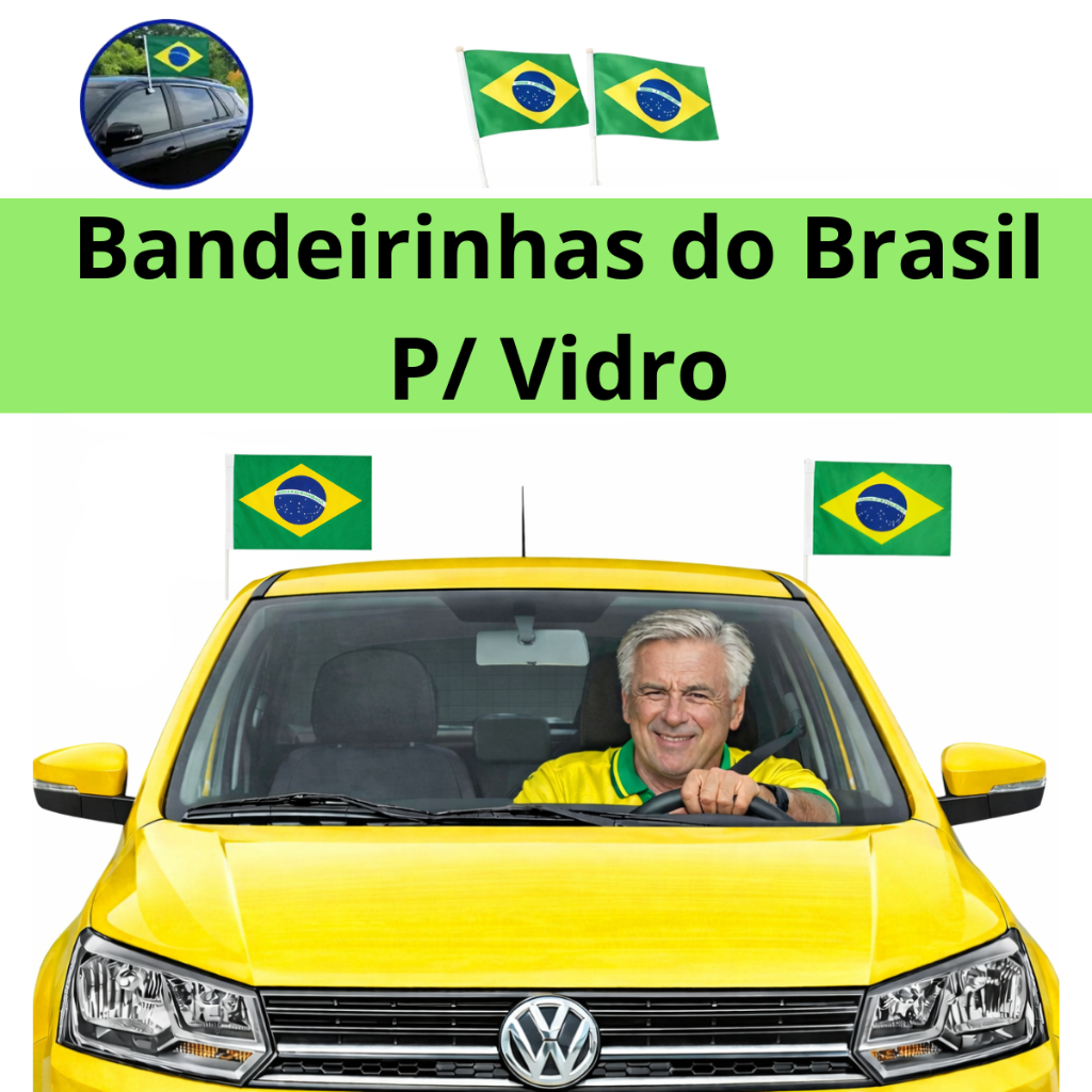 BandeirInhas do Brasil para Carro | Bandeirinha para Vidro Lateral Automotivo Torcida Brasil copa