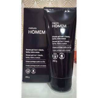 natura homem shower gel 4 em 1 cabelo barba rosto e corpo de 200ml.