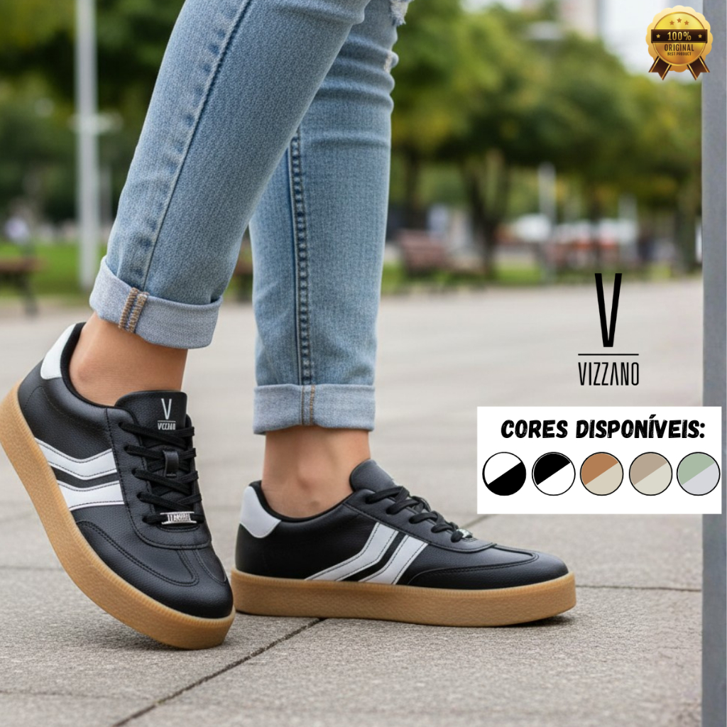 Tênis Sneaker Feminino Vizzano Flatform Casual Street Confortável Leve Macio Dia a Dia Original