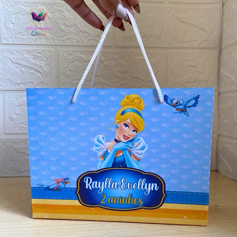 Sacolinha Personalizada CINDERELA | Mimo | Lembrancinha | Sacola | Aniversário | Cinderela | Sacola Personalizada