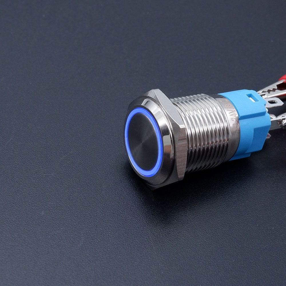 Botão Interruptor Liga Desliga 16mm Led Az 12/24v + Conector