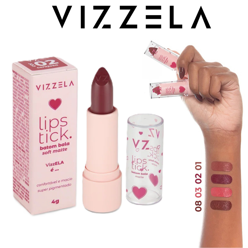Batom Soft Matte Bala Vizzela - Lips Tick Super Pigmentado
