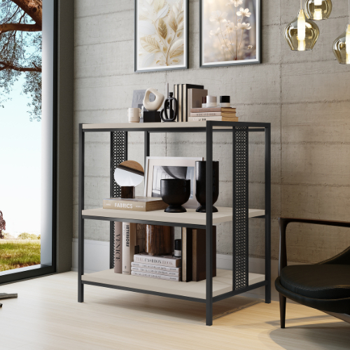 Estante com 3 Prateleiras Estilo Industrial Prateleira Organizadora Livreiro em Aço