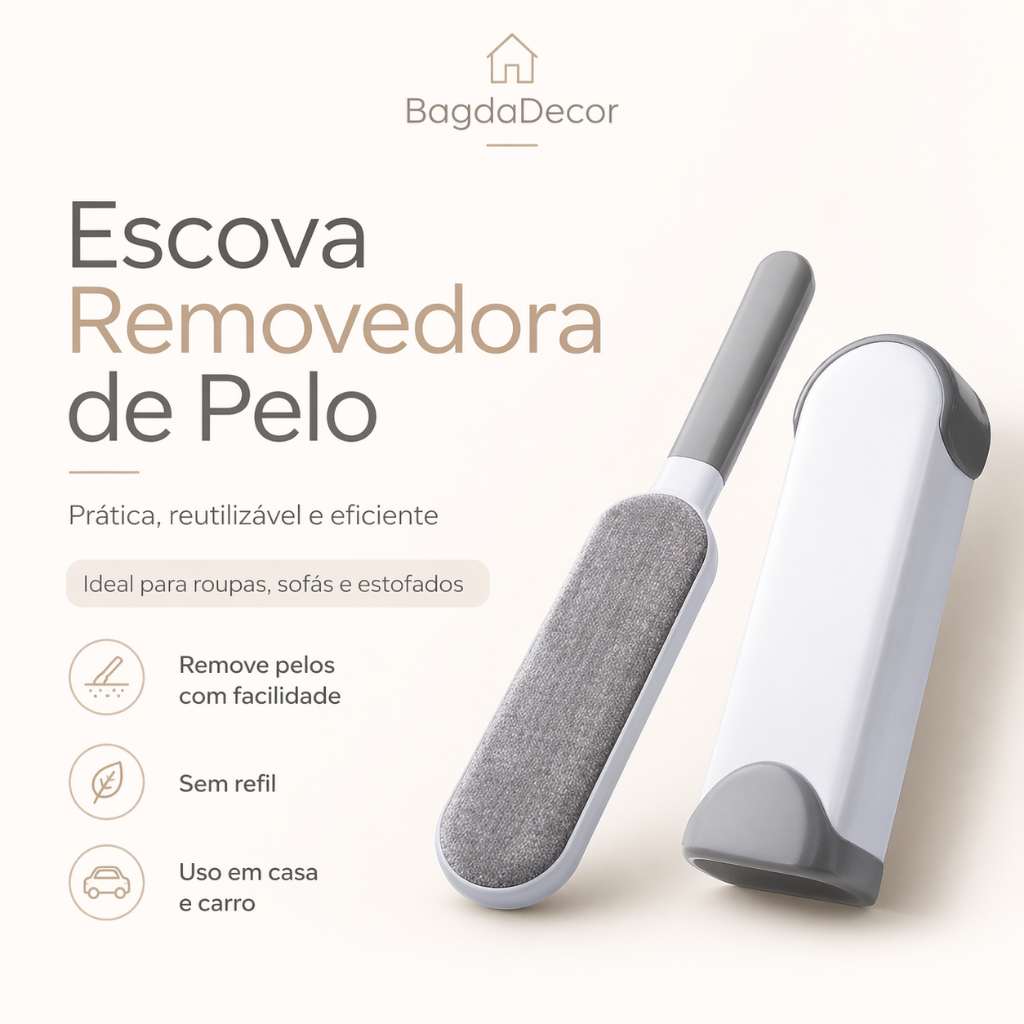 Escova Removedora de Pelos Pet para Roupas Sofá Cama Tecidos Reutilizável