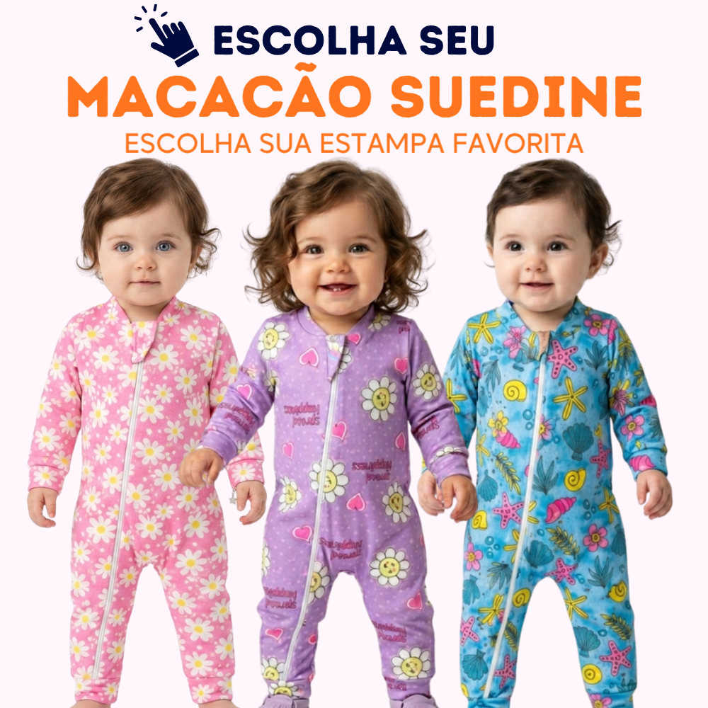 Escolha Seu Macacão Bebe Menina Roupa Inverno 100% poliéster Com Zíper  Confortável