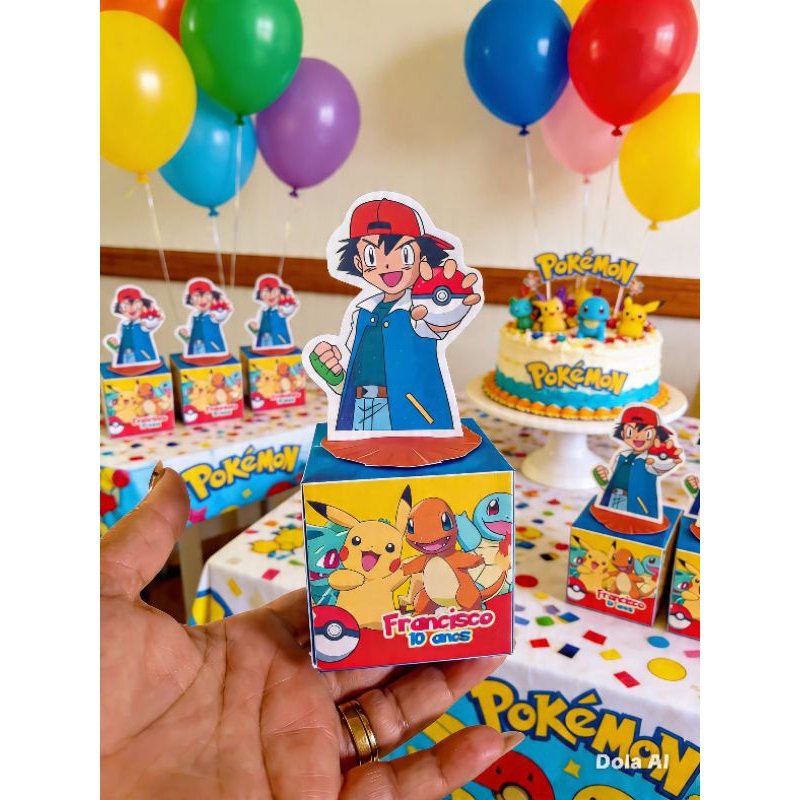 Kit 10/15 /20 Caixinhas Cubo 3D Festa Pokémon Personalizado,  Lembrancinhas (PEGUE&MONTE).