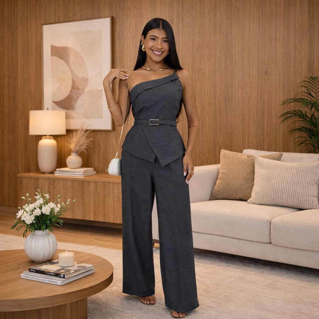 Conjunto Social DIVINE Blusa e Calça PANTALONA Alfaiataria Feminino Mell Mia bom Festas, Eventos e Encontros