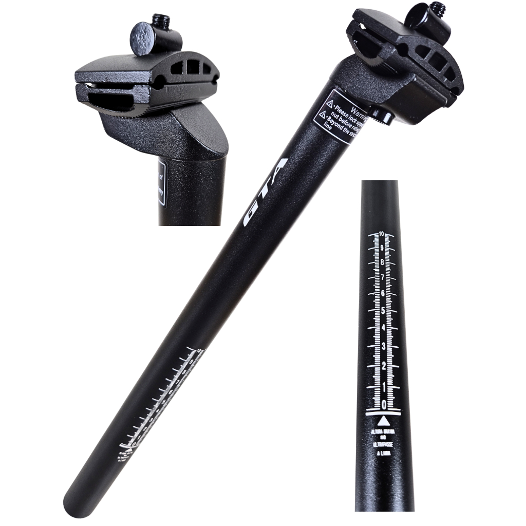 Canote Selim Bicicleta Mtb Alumínio 27,2mm 40cm Carrinho Cano Banco Bike Preto GTA