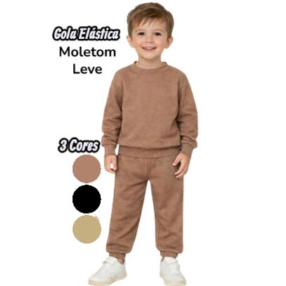 Conjunto 2 peças Infantil unisex de Moletom pelúciada e com elásticos frio básico