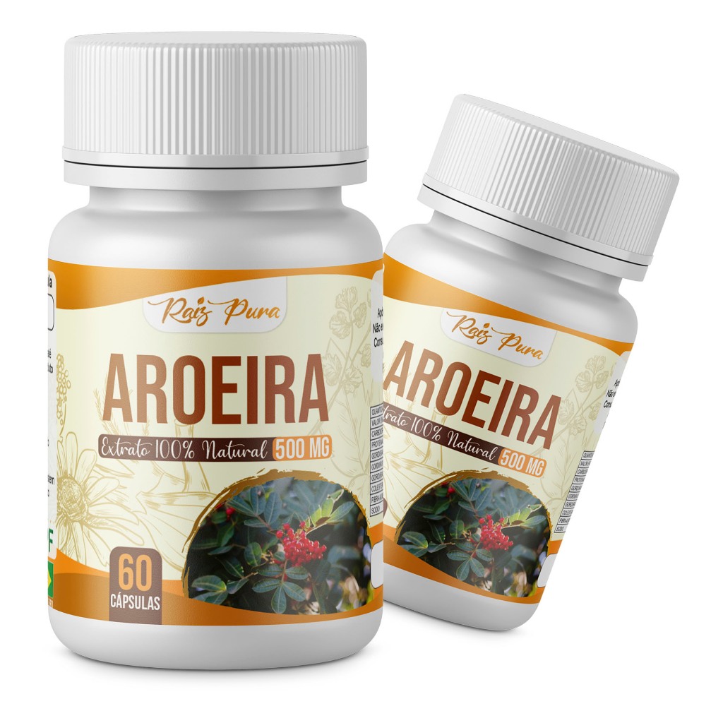 KIT 2 UNID - AROEIRA 100% PURA | EXTRATO SECO | 500 MG - 60 CÁPSULAS