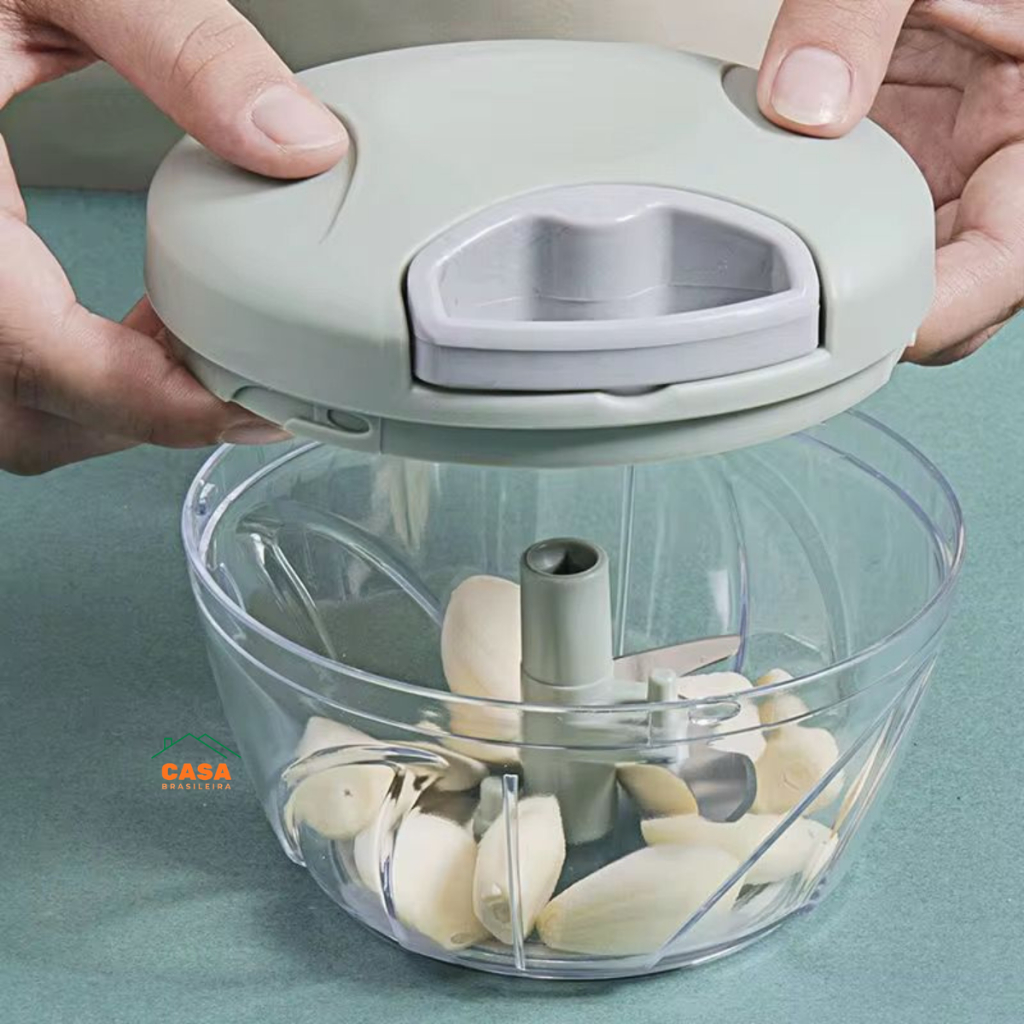 Processador de Alimentos Manual Grande 500ml Triturador de Alho Legumes Verduras Frutas