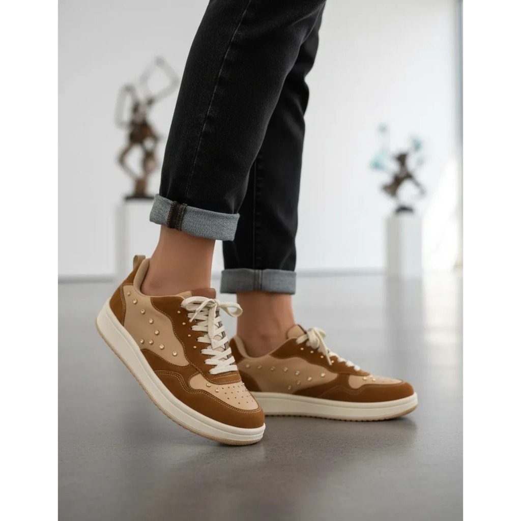 Tênis Caramelo Numeração Maior J.A Shoes Elegante Casual Confortável Leve Trabalho Passeio Feminino