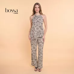 Lovito Bossa l Calça Feminina em Viscose Estampa Conchas PTB17381770