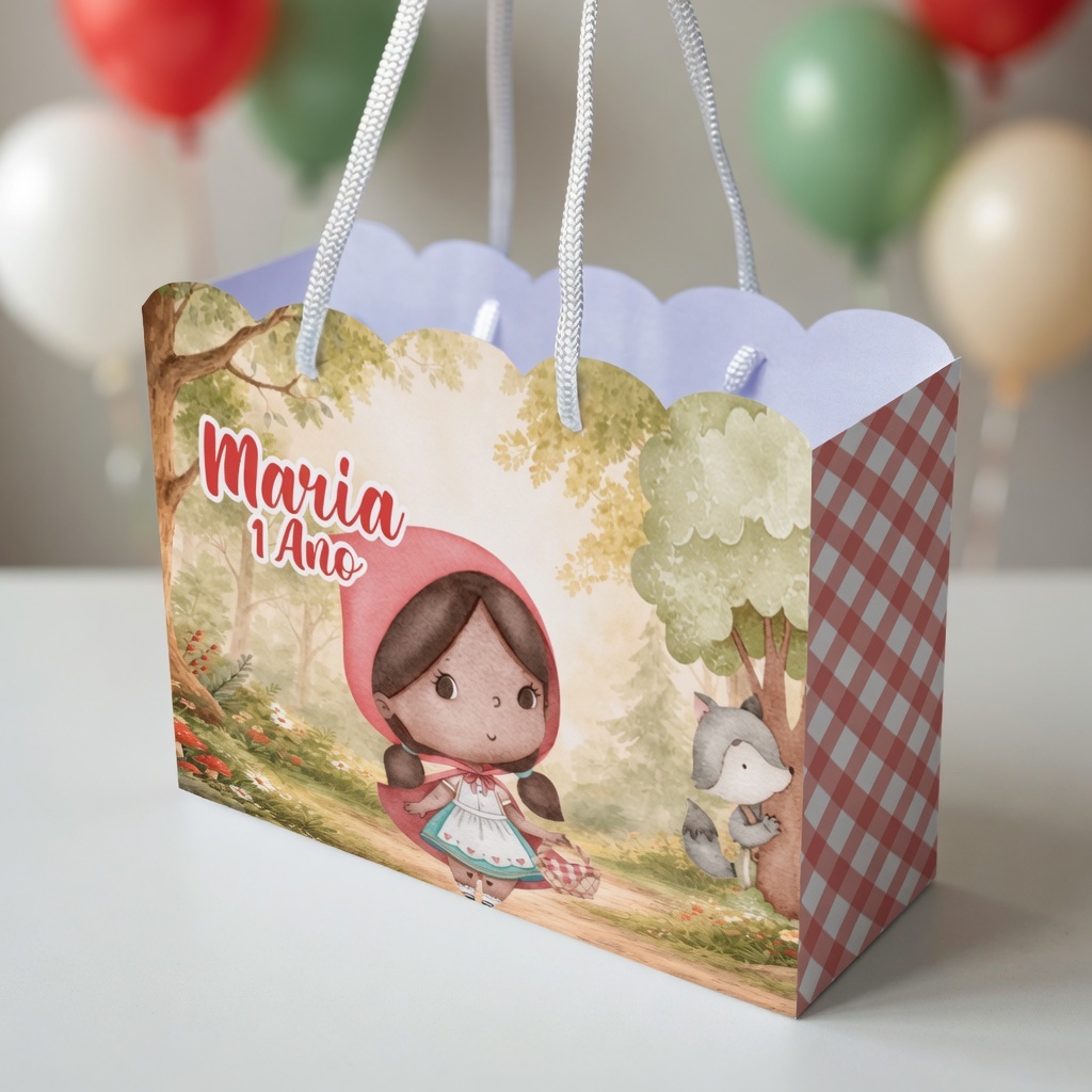 Sacola Personalizada Chapeuzinho Vermelho | Sacolinha Personalizada | Kit com Alça e Pegue e Monte | Lembrancinha Festa