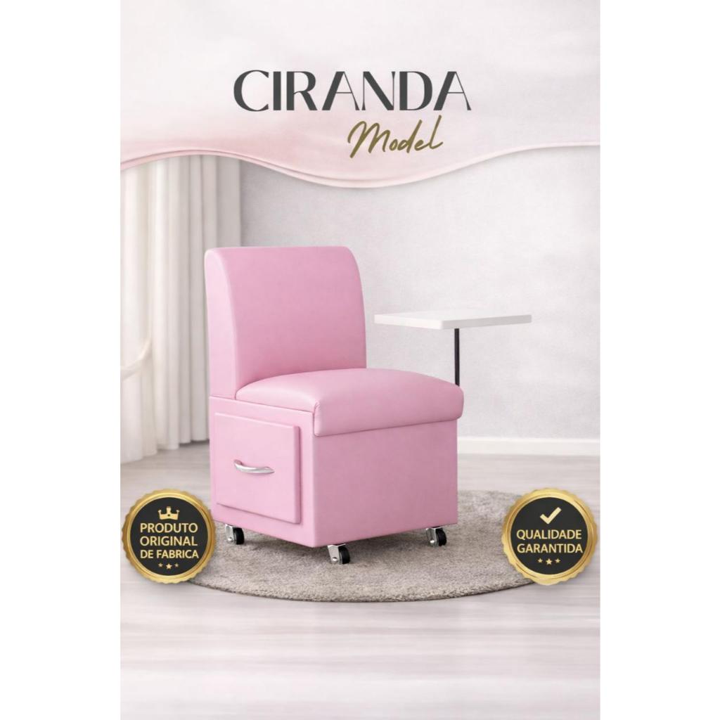 Cadeira Ciranda Rosa bebe Manicure Carrinho Gaveta Móvel Salão Apoio de Mão Esmalte Rodinha