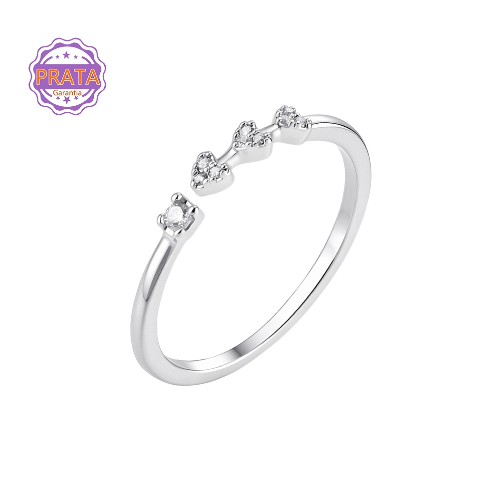 Anel Coração Delicado Geometrico Prata 925 Femenino Minimalista Ajustável