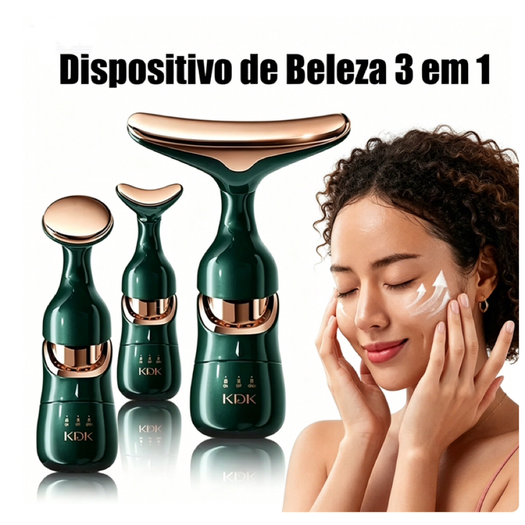 🔥3EM1 Massageador Facial e Pescoço, Levantamento, Antirrugas e Antienvelhecimento Profissional