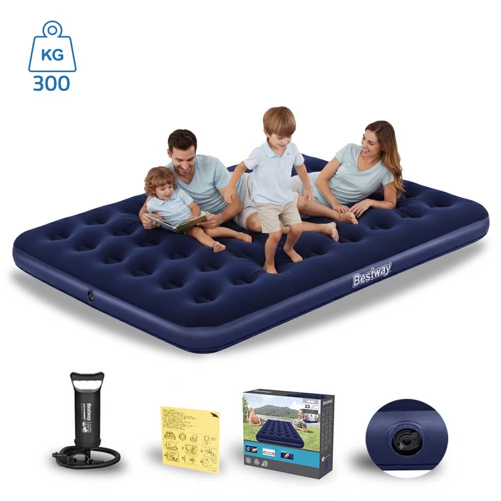 Colchão Inflável Suporta 300kg Casal Camping Praia + Bomba de Ar Manual Bestway