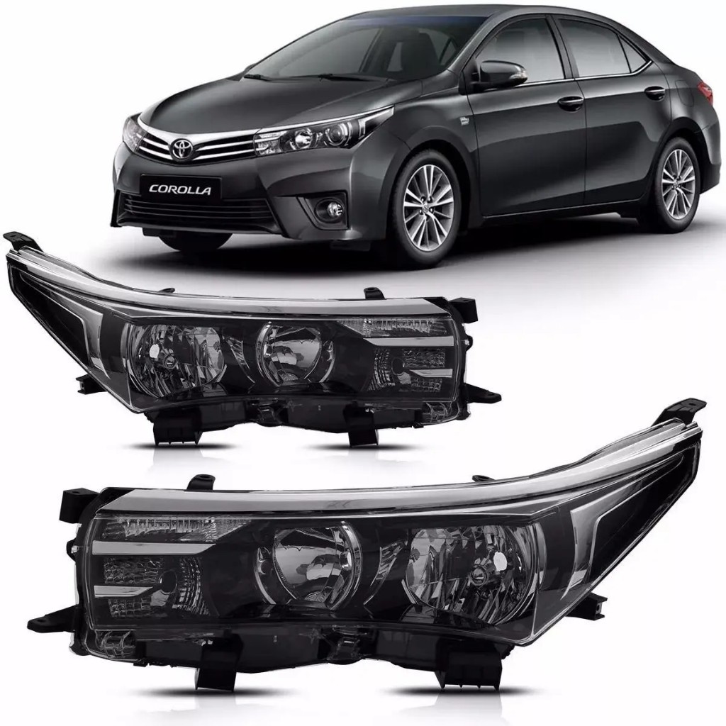 Par Farol Toyota Corolla 2015 2016 2017 Máscara Negra