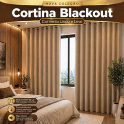 Cortina Blackout 5,40x3,10 Grande Luxo Para Sala e Quarto Varão Simples Tecido Premium Antialérgica