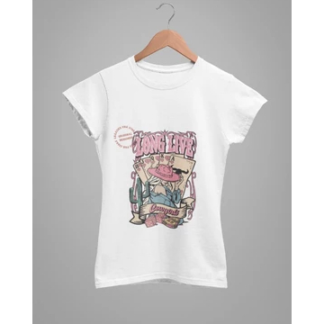 Baby Tee Y2K Feminina- Estampa Long Live, Conforto Elástico e Versátil para Primavera/Verão/Outono