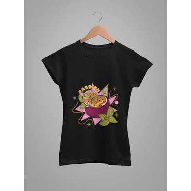 Baby Tee Y2K Feminina Estampa Coco Maracuja Conforto Elástico e Versátil para Primavera/Verão/Outono