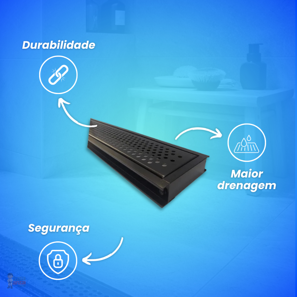 JJM Grelha Perfurada Inox 15x50cm Preta - Alta Qualidade e Resistência