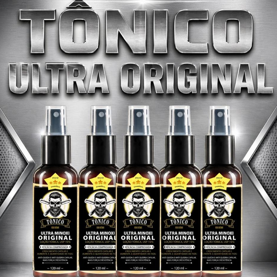 Kit 5x Tônico Ultra, Cabelo Barba e Bigode 120ml