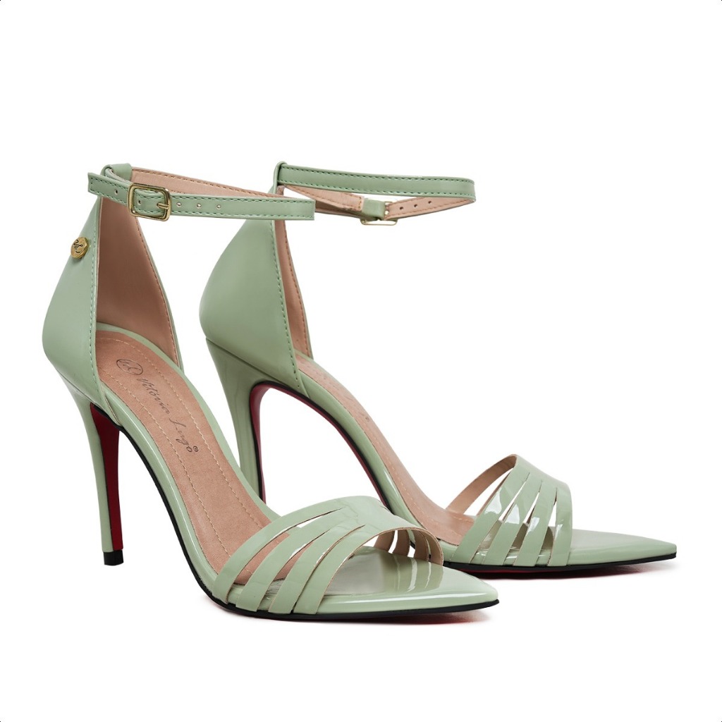 Sandália Feminina Verde Bebê Festa Salto Alto 10cm Elegante Luxo Tendência 2026 Lançamento Vitória Lugo ®