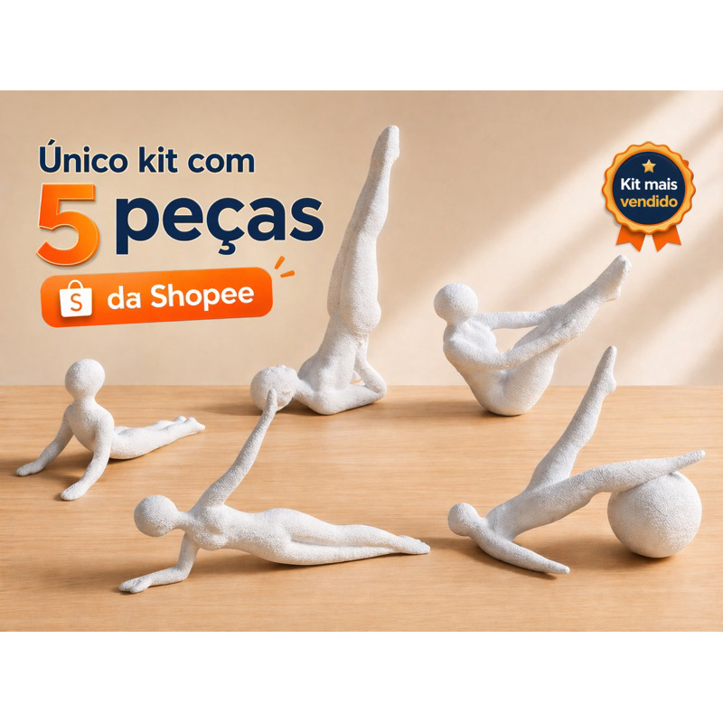 Kit Estátuas Pilates e Yoga Decoração Minimalista Estúdio e Consultório
