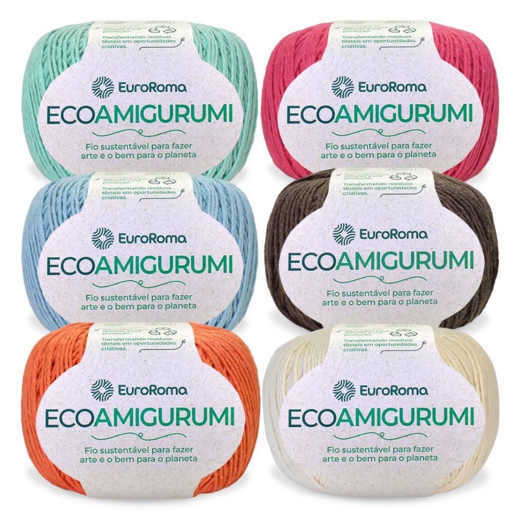 Kit 6 Ecoamigurumi Euroroma Tex 526 Titulagem 8/7 160g 254m em Oferta na Shopee