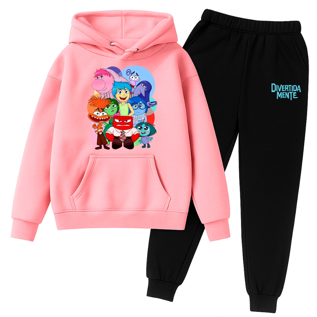 Conjunto Moletom Infantil Divertida Emoções Blusa de Frio Menina Menino Inverno