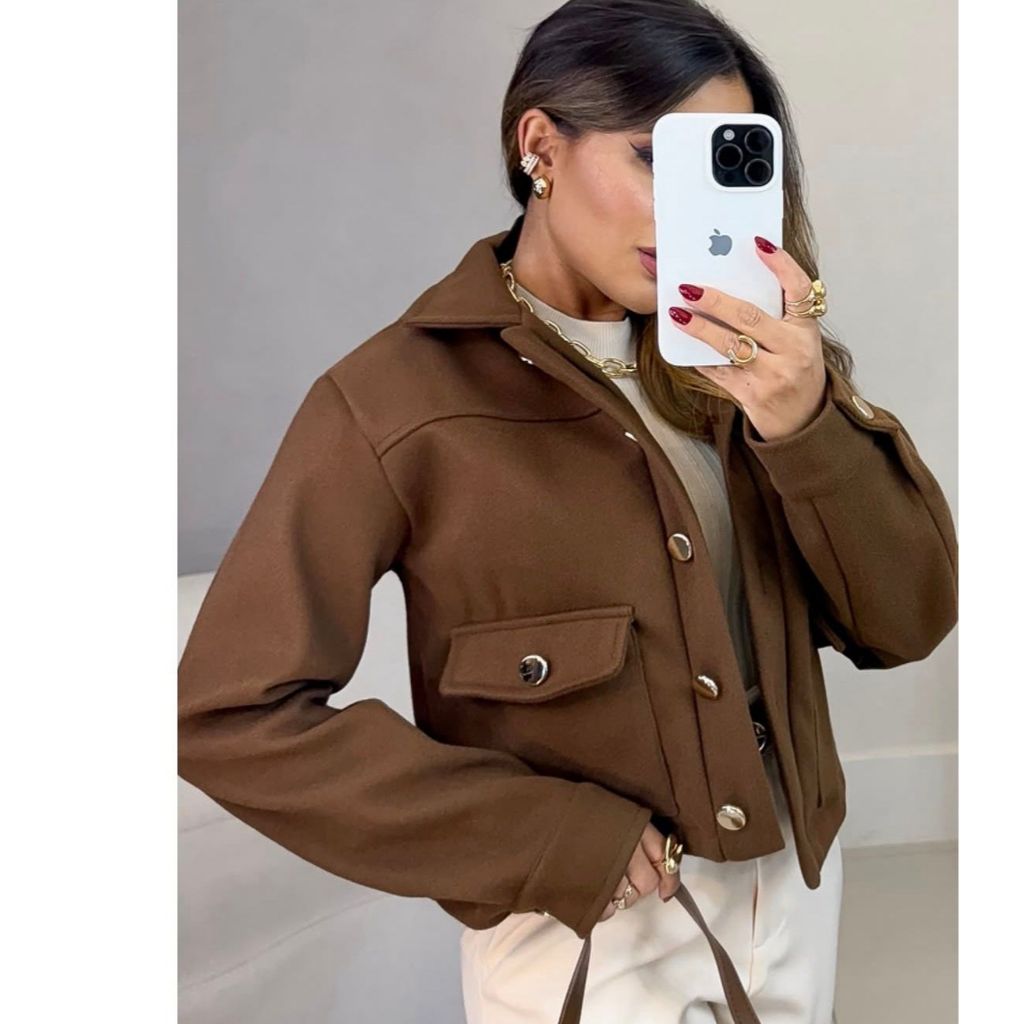 CASACO FEMENINO QUENTINHO TECIDO LÃ BATIDA COM BOLSO REAL TENDENCIA INVERNO 2026 PROMOCAO