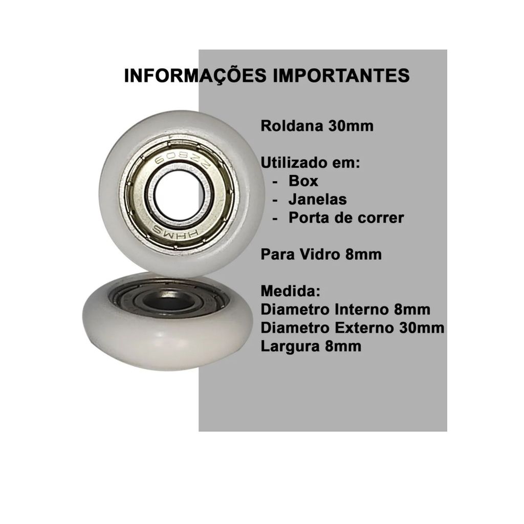 kit 10 peças Roldana com Rolamento-608ZZ.Para.Porta.Box.vidro.Porta.de.Correr