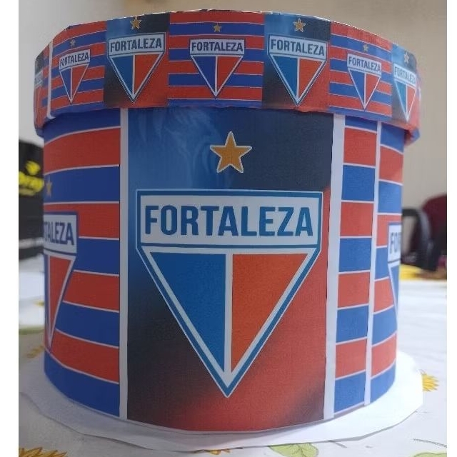 Caixa Redonda Futebol Fortaleza Grande 19x14 Artesanal / Montagem de Cesta, Aniversário, Presente, Times