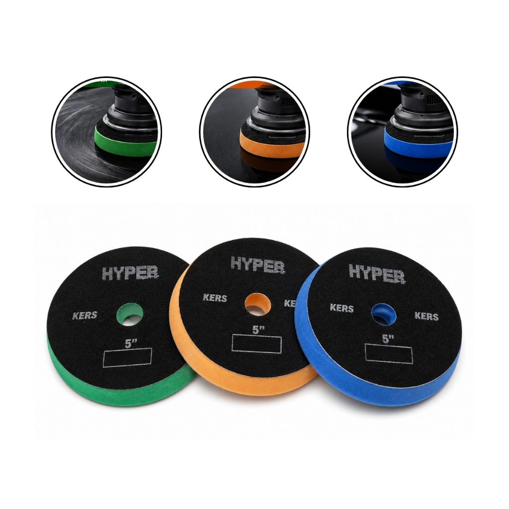 Kit 3 Boinas Espuma De Polimento Automotivo Carro Hyper Three 5 Polegadas Corte Lustro Refino Kers