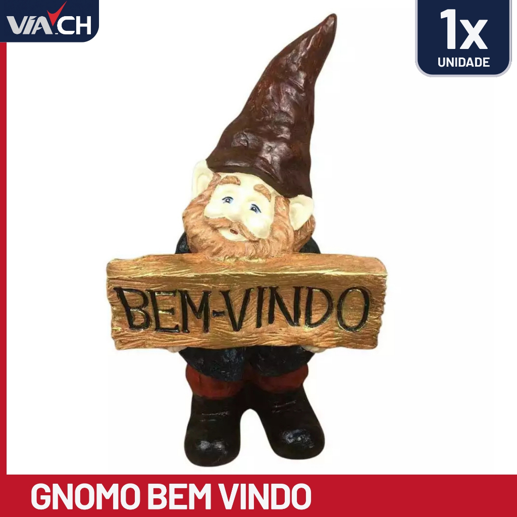 Duende Gnomo Bem Vindo Enfeite Jardim Estátua Decoração 55 CM