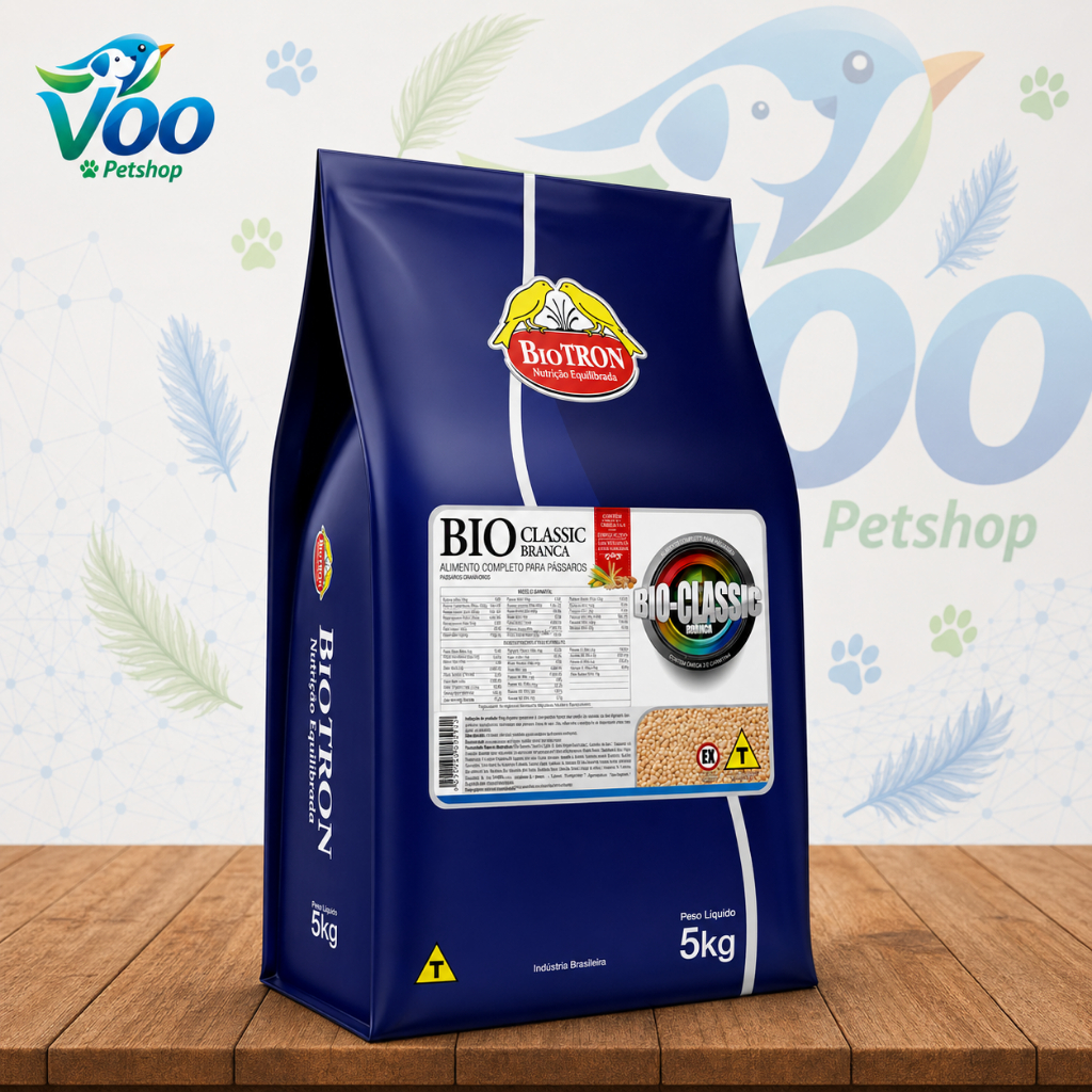 Bio Classic Branca 5kg - Data Longa 09/27 - Ração Extrusada para Canários, Curiós, Bicudos...
