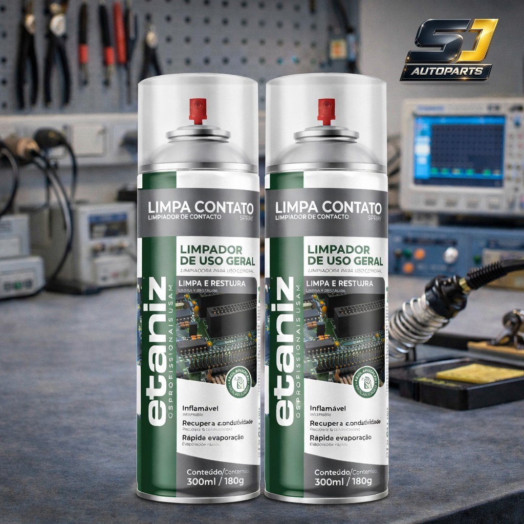 Kit 2 Limpa Contato Spray Etaniz 300ml Componente Eletrônico Secagem Rápida