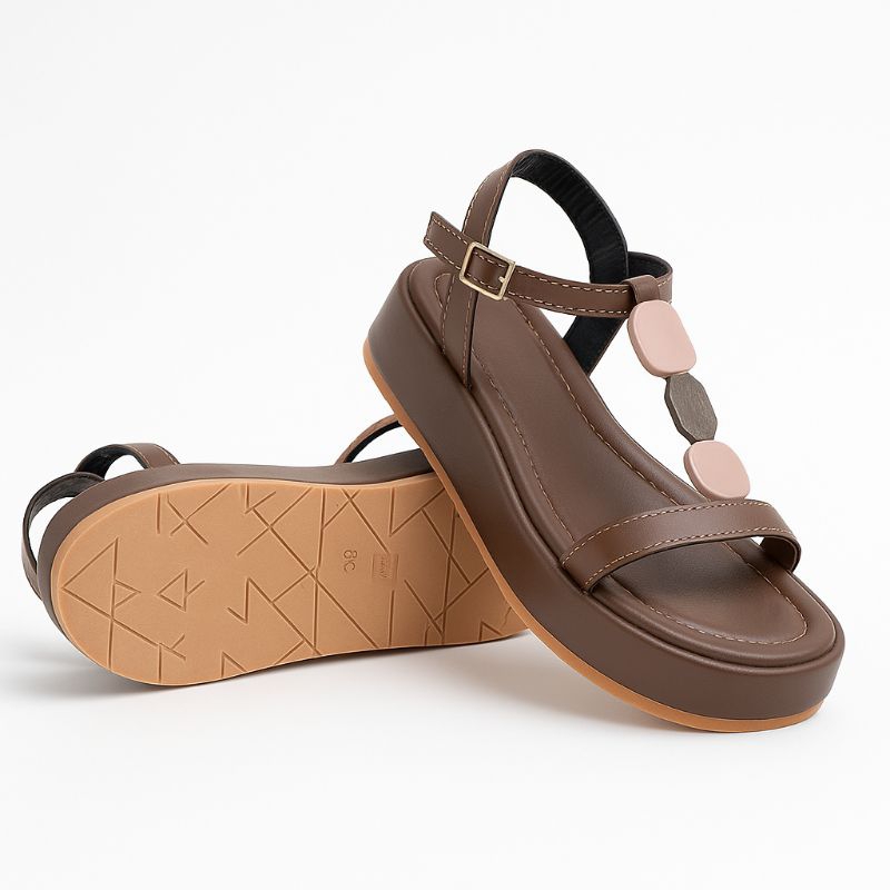 Sandália Flatform Feminina Confortável com Pedraria | Plataforma Leve Moderna Casual Dia a Dia Tendência